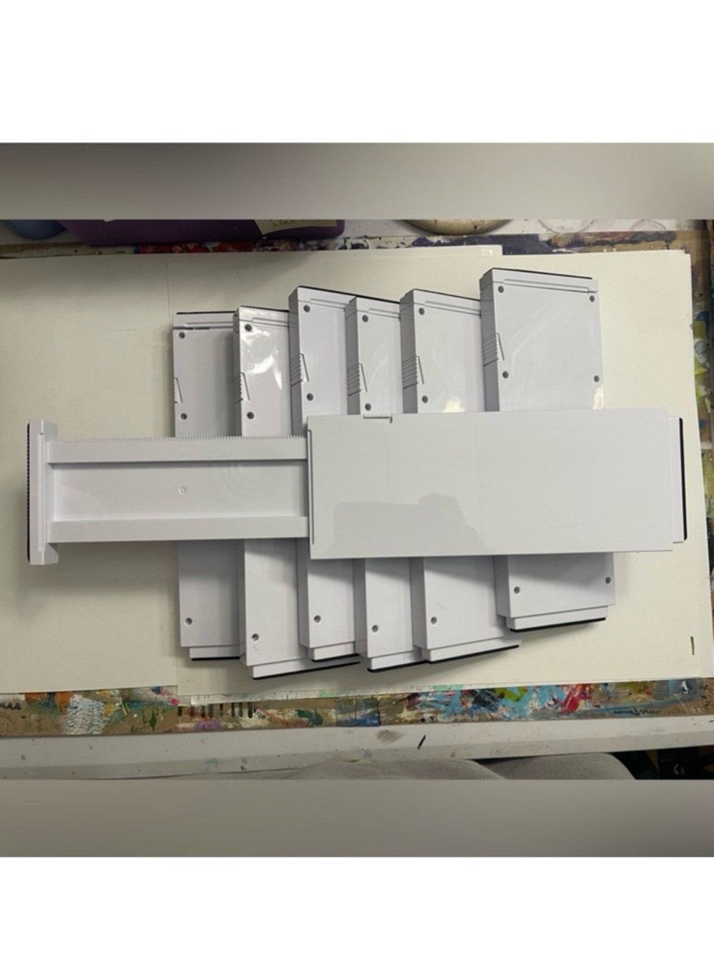 Drawer Dividers Lot of 7 Expandable White Plastic with Black Foam Ends